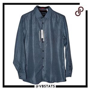 Silver‎ Stone Men's Modern Fit Button Down Shirt Blue Black Size XL NWT